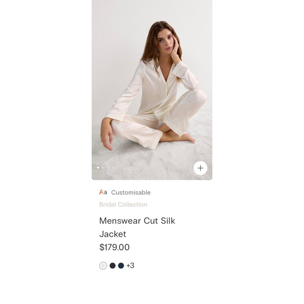 Intimissimi Cream/White 100% Silk Pajama Set Sz S NWOT - Picture 2 of 13